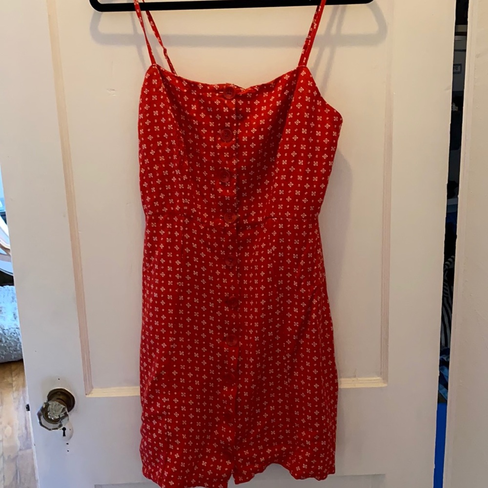 Volcom red mini sun dress button front